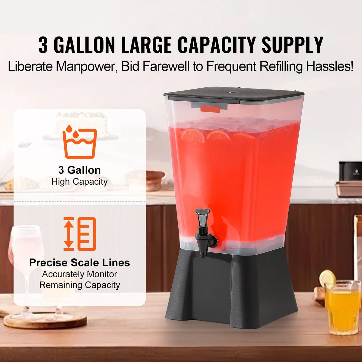 Beverage Dispenser, 5 Gallon Drink Dispenser for Parties, Plastic Juice Dispensers with No-Drip Spigot, Iced Tea Lemonade Juice Water Dispensers, for Restaurants, Hotels, Parties
