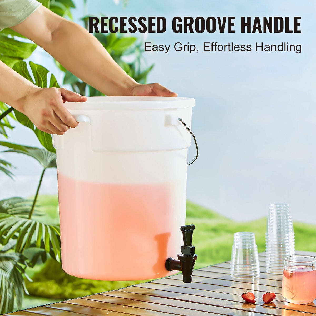 Beverage Dispenser, 5 Gallon Drink Dispensers for Parties, Plastic Juice Dispenser with Spigot and Lid, Iced Tea Lemonade Juice Water Dispenser, for Restaurants, Hotels, Parties