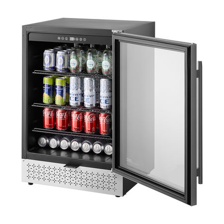 Beverage Refrigerator Cooler, 154 Can Beverage Fridge, Mini Fridge with Glass Door, Adjustable Shelves, Digital Temperature Control, Built-in & Freestanding Soda Beer Fridge for Home Office Bar