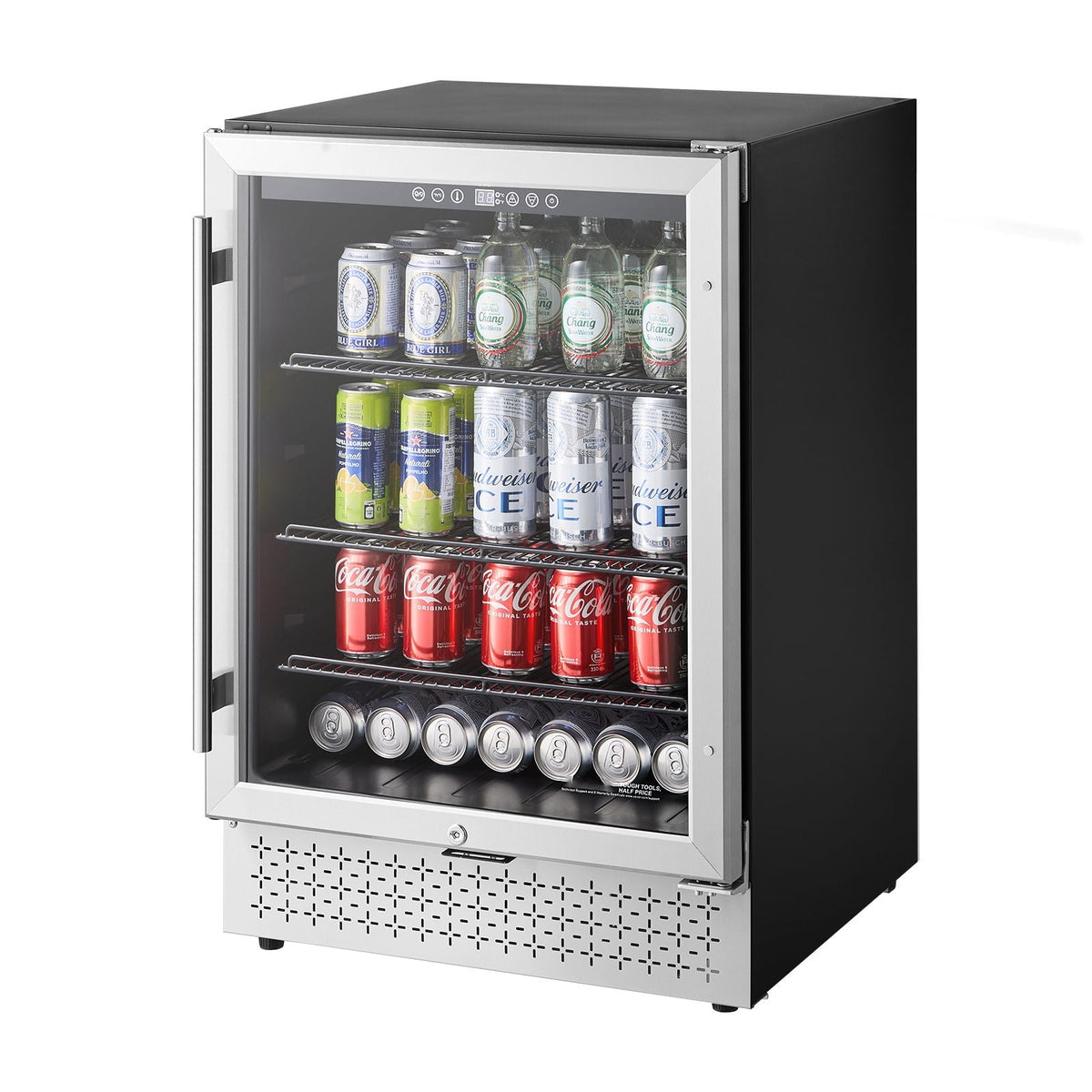 Beverage Refrigerator Cooler, 154 Can Beverage Fridge, Mini Fridge with Glass Door, Adjustable Shelves, Digital Temperature Control, Built-in & Freestanding Soda Beer Fridge for Home Office Bar