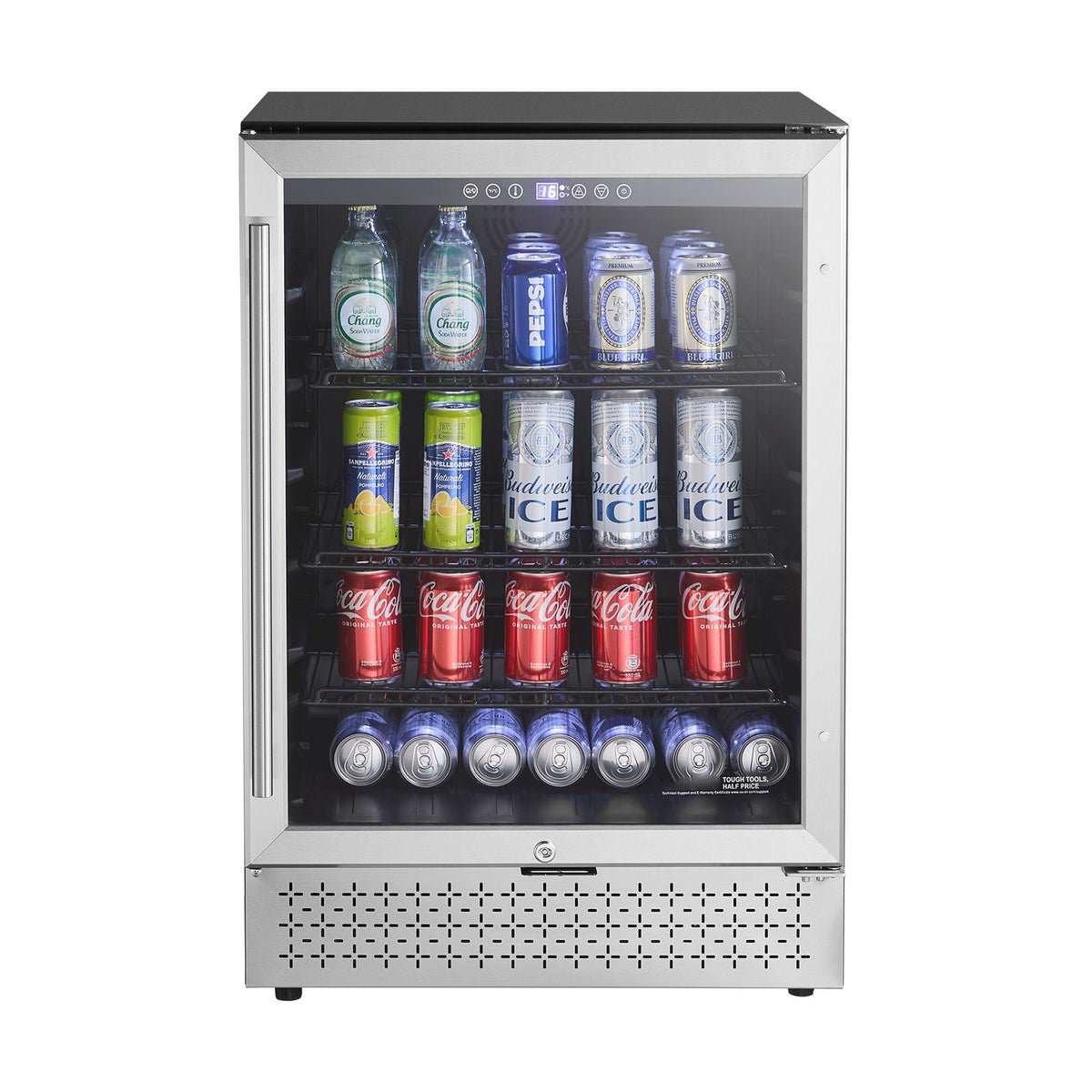 Beverage Refrigerator Cooler, 154 Can Beverage Fridge, Mini Fridge with Glass Door, Adjustable Shelves, Digital Temperature Control, Built-in & Freestanding Soda Beer Fridge for Home Office Bar