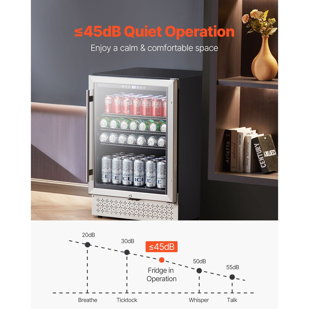 Beverage Refrigerator Cooler, 154 Can Beverage Fridge, Mini Fridge with Glass Door, Adjustable Shelves, Digital Temperature Control, Built-in & Freestanding Soda Beer Fridge for Home Office Bar