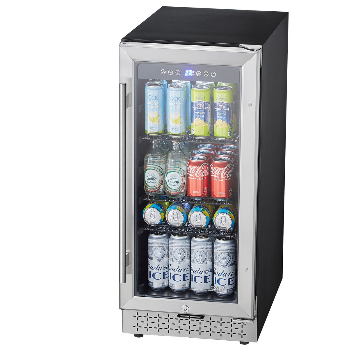 Beverage Refrigerator Cooler, 88 Can Beverage Fridge, Mini Fridge with Glass Door, Adjustable Shelves, Digital Temperature Control, Built-in or Freestanding Soda Beer Fridge for Home Office Bar