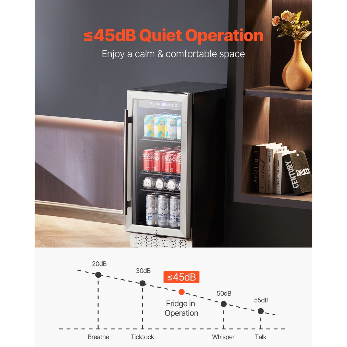 Beverage Refrigerator Cooler, 88 Can Beverage Fridge, Mini Fridge with Glass Door, Adjustable Shelves, Digital Temperature Control, Built-in or Freestanding Soda Beer Fridge for Home Office Bar