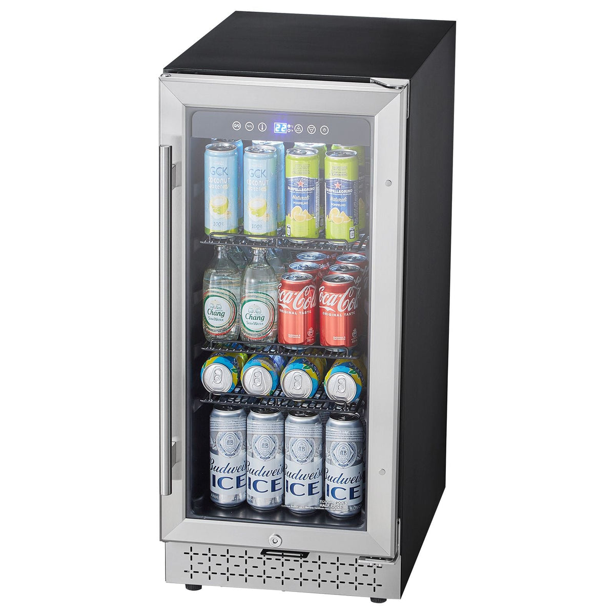 Beverage Refrigerator Cooler, 88 Can Beverage Fridge, Mini Fridge with Glass Door, Adjustable Shelves, Digital Temperature Control, Built-in or Freestanding Soda Beer Fridge for Home Office Bar