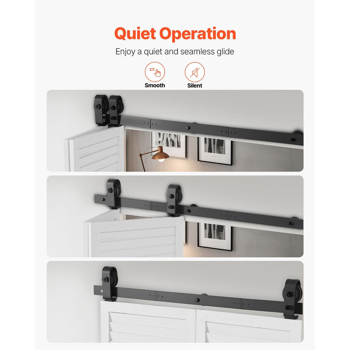 Bi-Folding Sliding Barn Door Hardware Track Kit, 40" Top Mount Track Kit, Slide Smoothly & Quietly, Heavy Duty, Easy to Install, Suitable for Two 18" Closet Pantry Laundry Doors (Not Included)