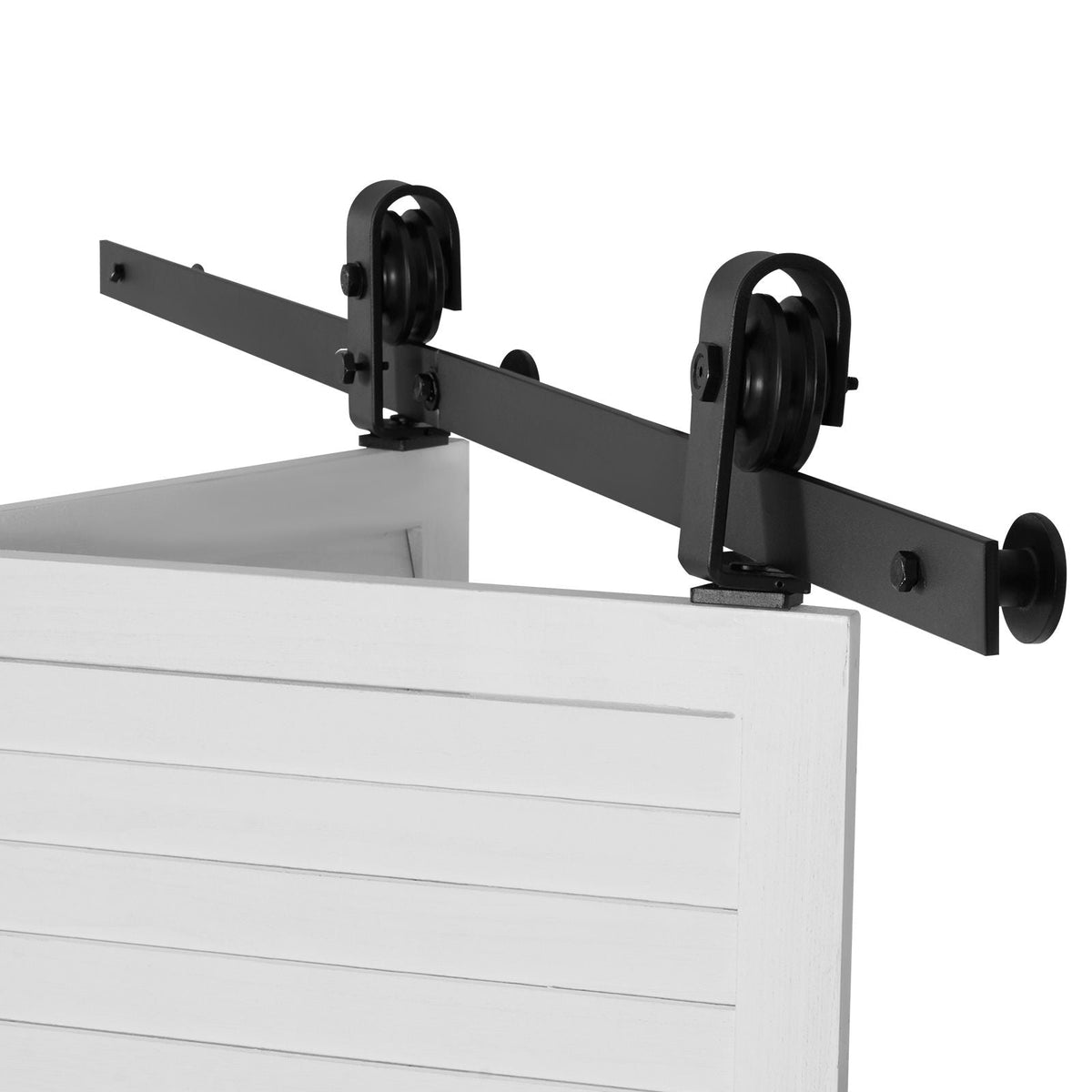 Bi-Folding Sliding Barn Door Hardware Track Kit, 52" Top Mount Track Kit, Slide Smoothly & Quietly, Heavy Duty, Easy to Install, Suitable for Two 24" Closet Pantry Laundry Doors (Not Included)