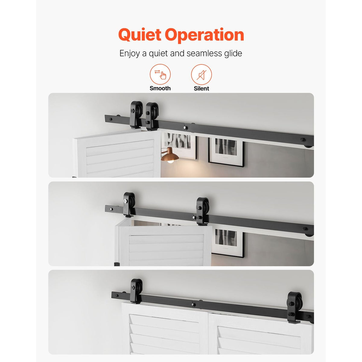 Bi-Folding Sliding Barn Door Hardware Track Kit, 52" Top Mount Track Kit, Slide Smoothly & Quietly, Heavy Duty, Easy to Install, Suitable for Two 24" Closet Pantry Laundry Doors (Not Included)