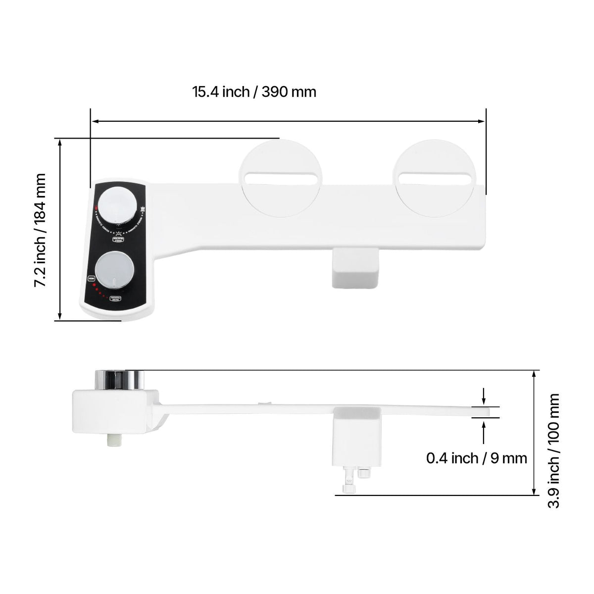 Bidet Attachment for Toilet, Non-Electric Bidet Toilet Seat Attachment - Dual Retractable Nozzles, Adjustable Water Pressure, Easily Installed Cold Water Sprayer for Rear Feminine Wash, White
