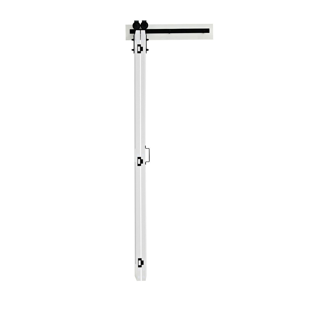 Bifold Barn Door, 24" x 84", MDF Bi-Fold Sliding Closet Doors, Hardware Kit Included, H-Frame Space-Saving Design, Need to Assemble, for Bedroom, Living Room, Wardrobe and Room Divider, White