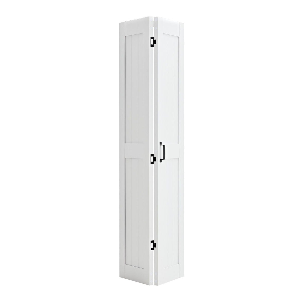 Bifold Barn Door, 36" x 84", MDF Bi-Fold Sliding Closet Doors, Hardware Kit Included, H-Frame Space-Saving Design, Need to Assemble, for Bedroom, Living Room, Wardrobe and Room Divider, White