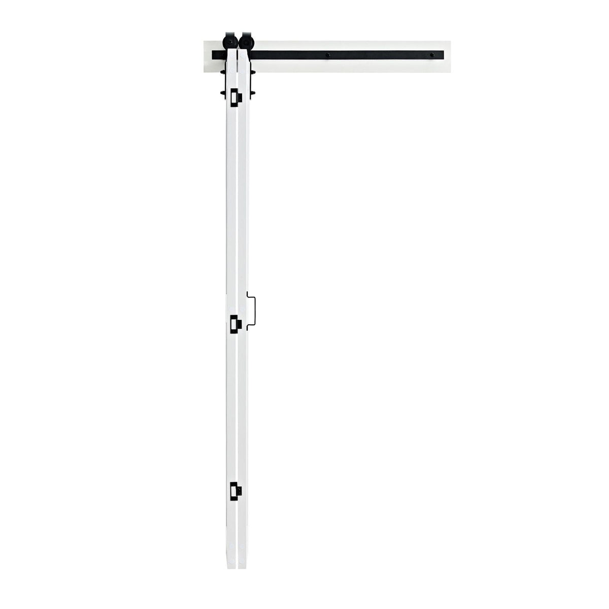 Bifold Barn Door, 36" x 84", MDF Bi-Fold Sliding Closet Doors, Hardware Kit Included, H-Frame Space-Saving Design, Need to Assemble, for Bedroom, Living Room, Wardrobe and Room Divider, White