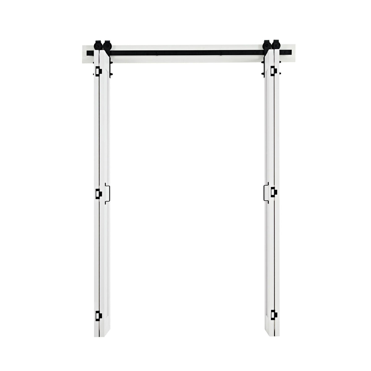 Bifold Barn Door, 60" x 84", MDF Bi-Fold Sliding Closet Doors, Hardware Kit Included, H-Frame Space-Saving Design, Pre-Assembled Panels for Bedroom, Living Room, Wardrobe and Room Divider, White
