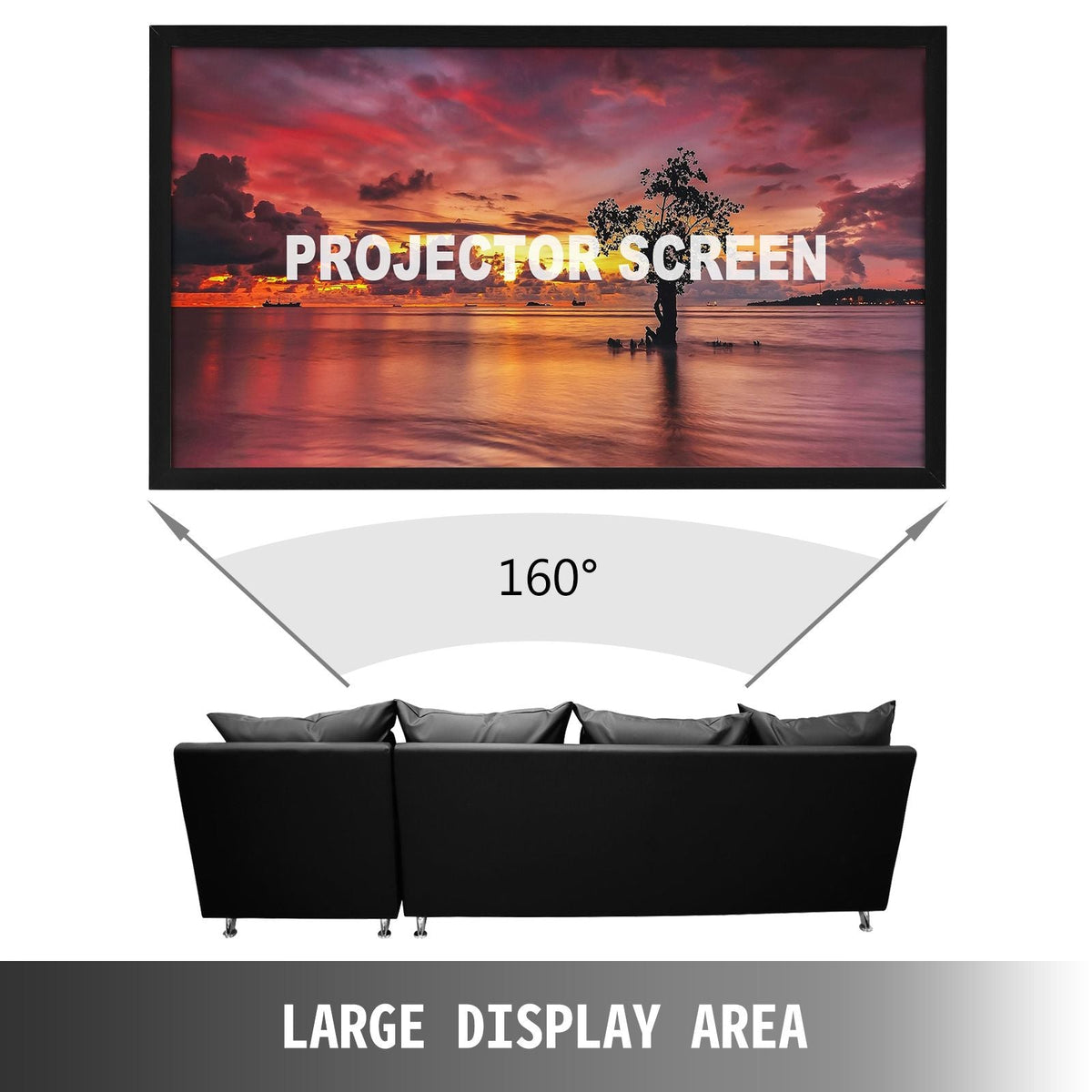 Big 130" Diagonal 16:9 HD Projector Screen Home Theater Outdoor Use