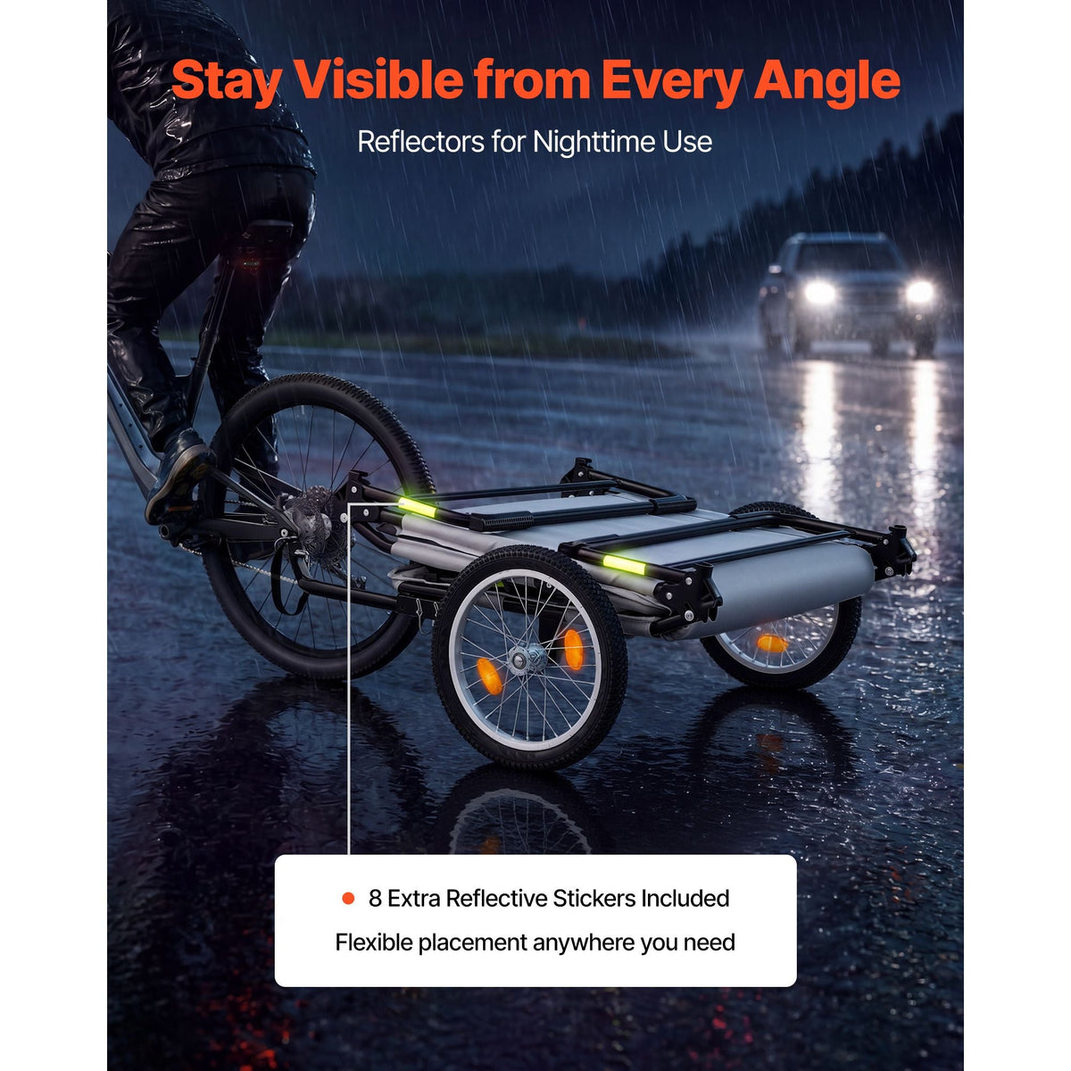 Bike Camper Trailer Tent 300 lbs Static Load Folding Bicycle Wagon, with 16-Inch Wheels, PU2000 Coating, Carbon Steel Frame, Quick Setup, Fits 22-28 in Wheels, for Off-Road Bike Camping & Cargo