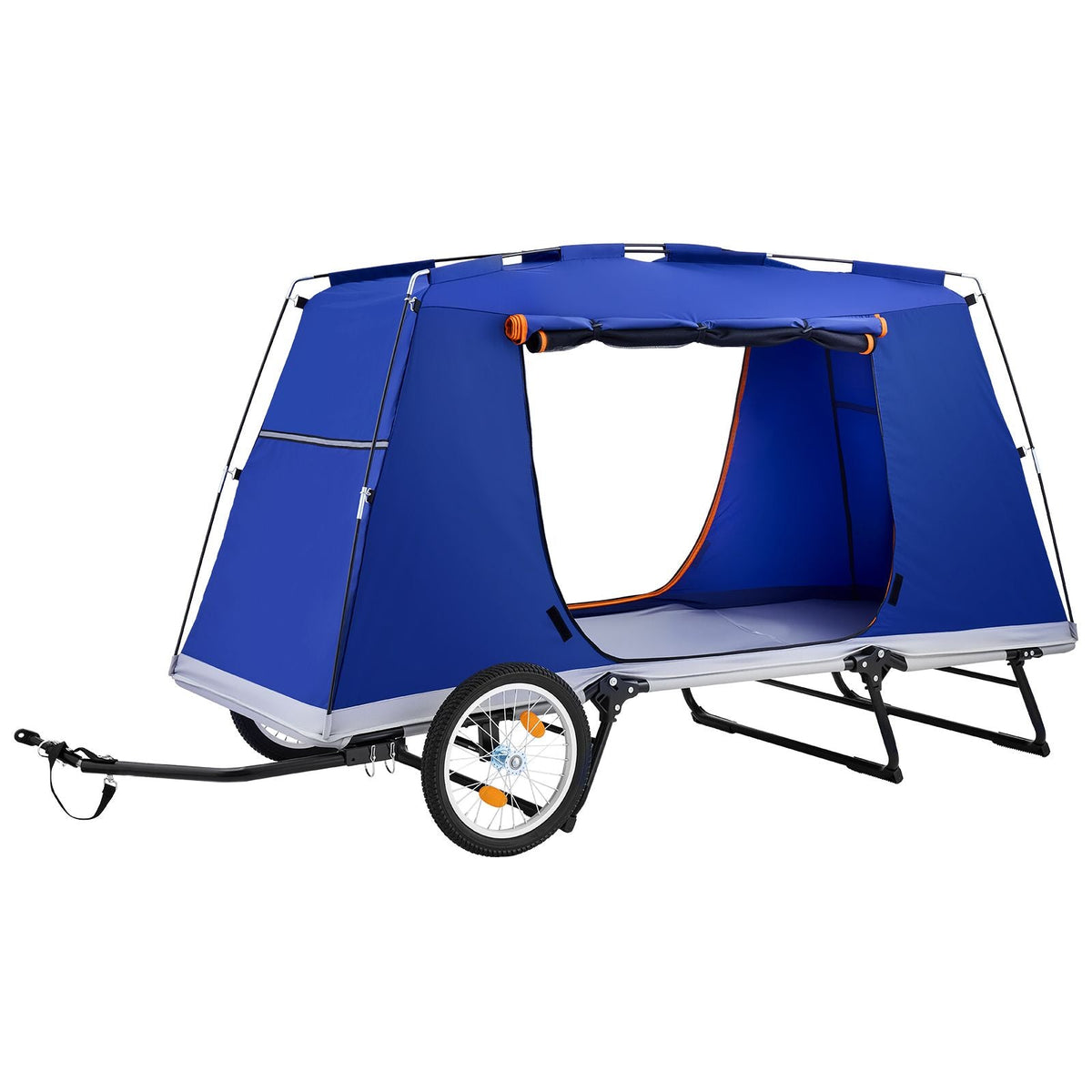 Bike Camper Trailer Tent 300 lbs Static Load Folding Bicycle Wagon, with 16-Inch Wheels, PU2000 Coating, Carbon Steel Frame, Quick Setup, Fits 22-28 in Wheels, for Off-Road Bike Camping & Cargo