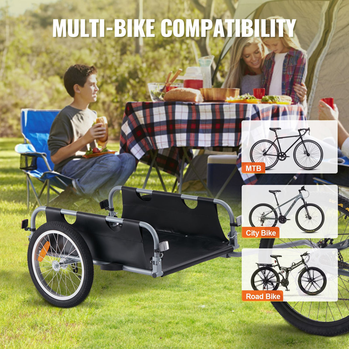 Bike Cargo Trailer, 100 lbs Load Capacity, Heavy-Duty Bicycle Wagon Cart, Foldable Compact Storage & Quick Release with Universal Hitch, 16" Wheels, Safe Reflectors, Fits 22"-28" Bike Wheels