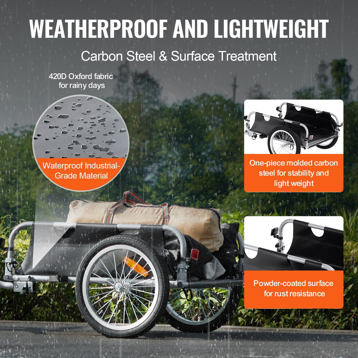 Bike Cargo Trailer, 100 lbs Load Capacity, Heavy-Duty Bicycle Wagon Cart, Foldable Compact Storage & Quick Release with Universal Hitch, 16" Wheels, Safe Reflectors, Fits 22"-28" Bike Wheels