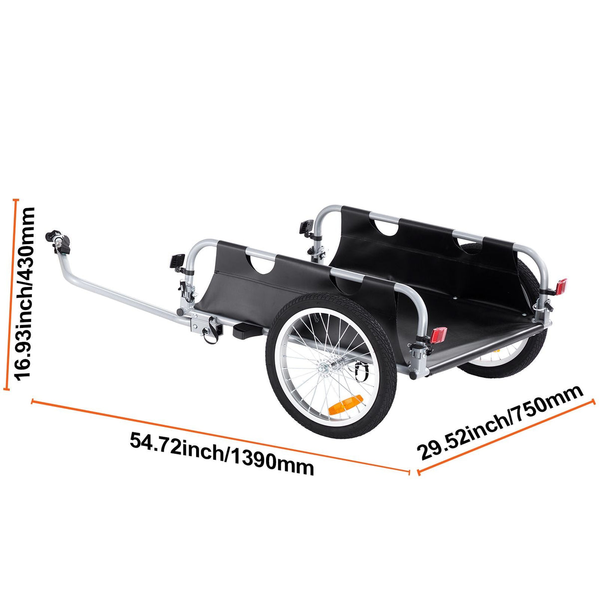 Bike Cargo Trailer, 100 lbs Load Capacity, Heavy-Duty Bicycle Wagon Cart, Foldable Compact Storage & Quick Release with Universal Hitch, 16" Wheels, Safe Reflectors, Fits 22"-28" Bike Wheels