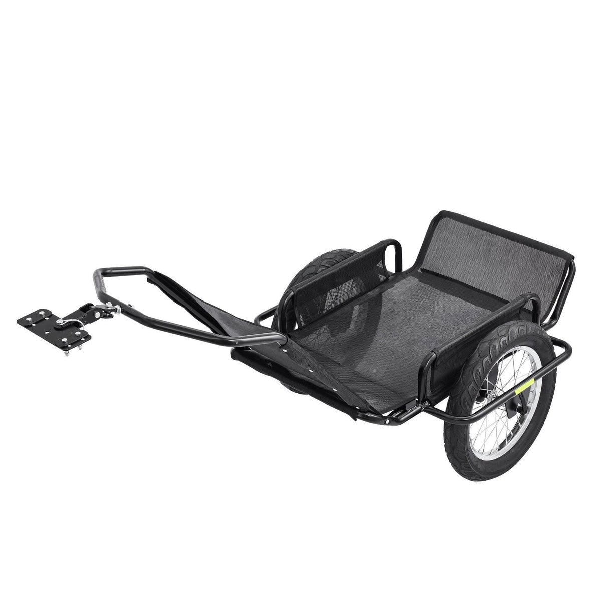 Bike Cargo Trailer 320 lbs Load Heavy-Duty Bicycle Game Cart Foldable, All-Purpose Utility Trailer with 16-Inch Wheels for Any Terrain, Off-Road, Carbon Steel Frame, Fits 22-28 in Bike Wheels