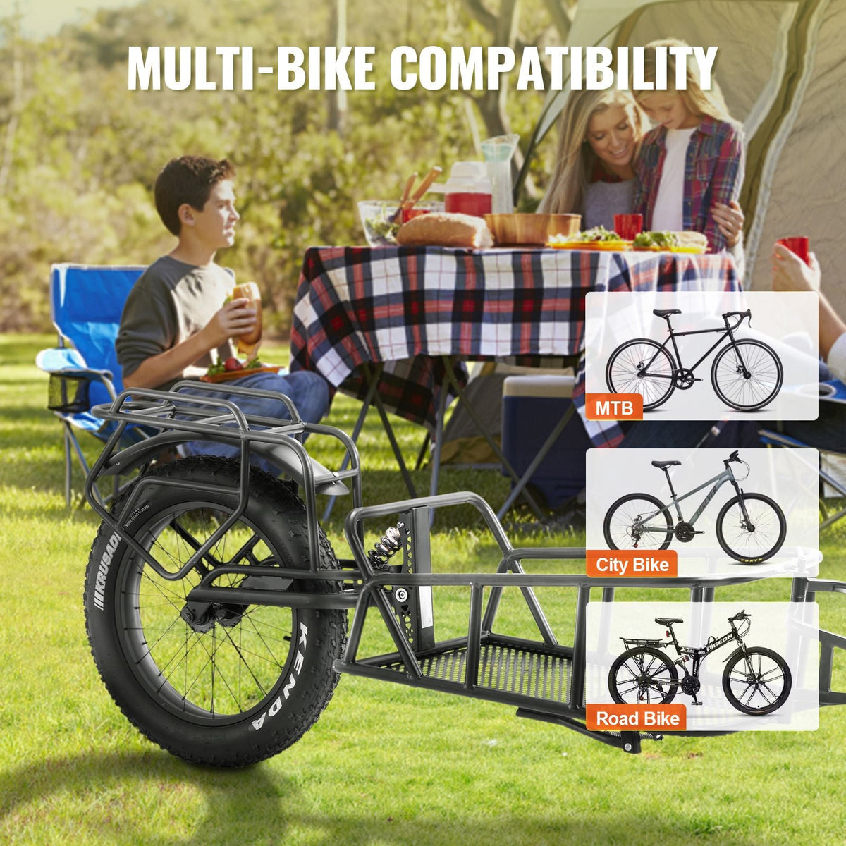 Bike Cargo Trailer, 70 lbs Load Capacity, Heavy-Duty Bicycle Wagon Cart, Compact Storage & Quick Release Structure with Universal Hitch, 20" Wheels, Fits Most Bike Wheels, Carbon Steel Frame