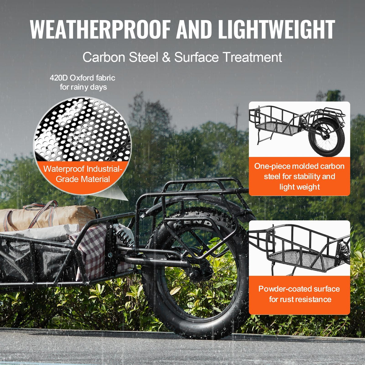 Bike Cargo Trailer, 70 lbs Load Capacity, Heavy-Duty Bicycle Wagon Cart, Compact Storage & Quick Release Structure with Universal Hitch, 20" Wheels, Fits Most Bike Wheels, Carbon Steel Frame