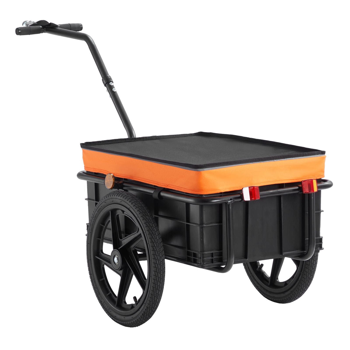 Bike Cargo Trailer, 88 lbs Load Capacity, Heavy-Duty Bicycle Wagon Cart, Foldable Compact Storage with Universal Hitch, Waterproof Cover, 16" Wheels, Safe Reflectors, Fits 24"-28" Bike Wheels