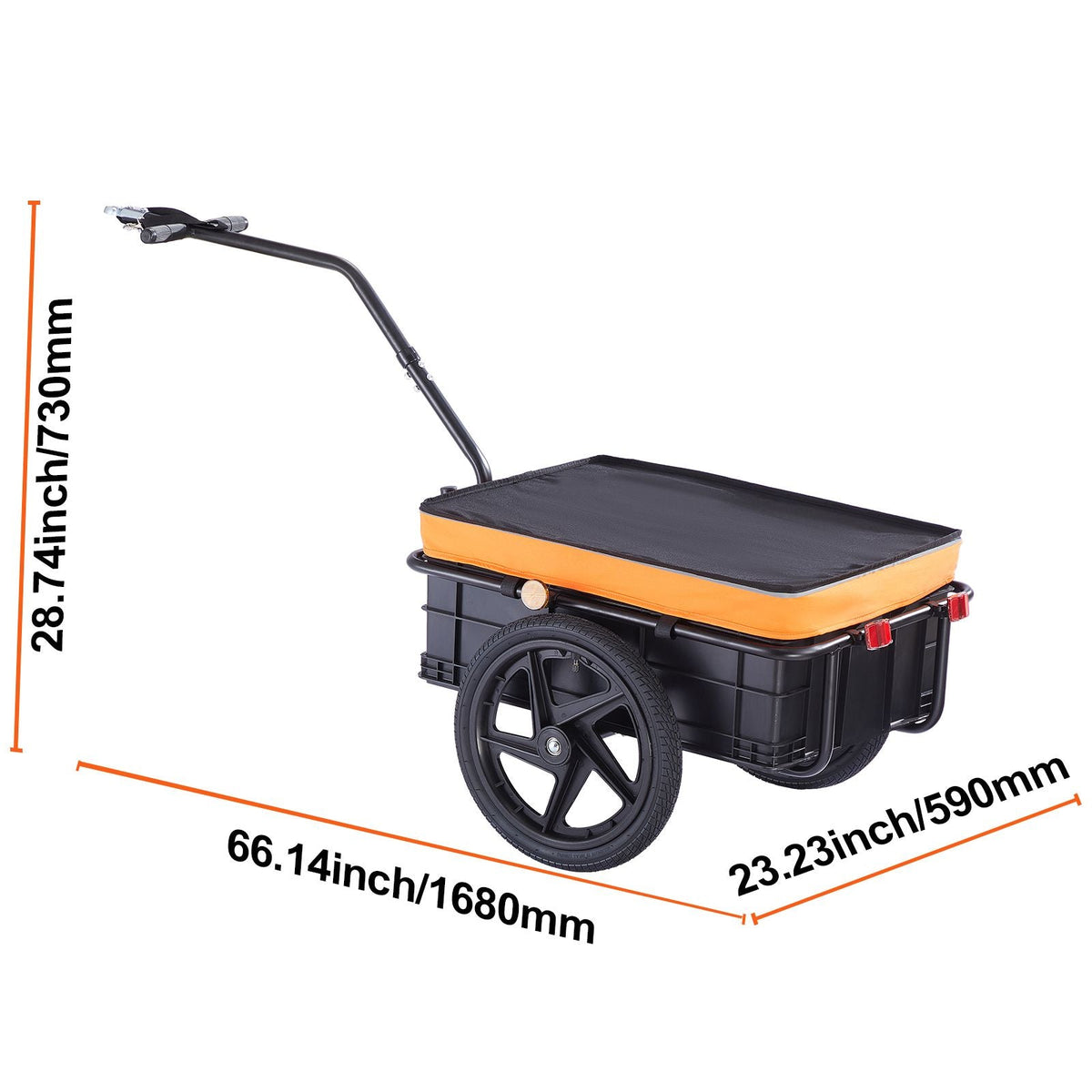 Bike Cargo Trailer, 88 lbs Load Capacity, Heavy-Duty Bicycle Wagon Cart, Foldable Compact Storage with Universal Hitch, Waterproof Cover, 16" Wheels, Safe Reflectors, Fits 24"-28" Bike Wheels