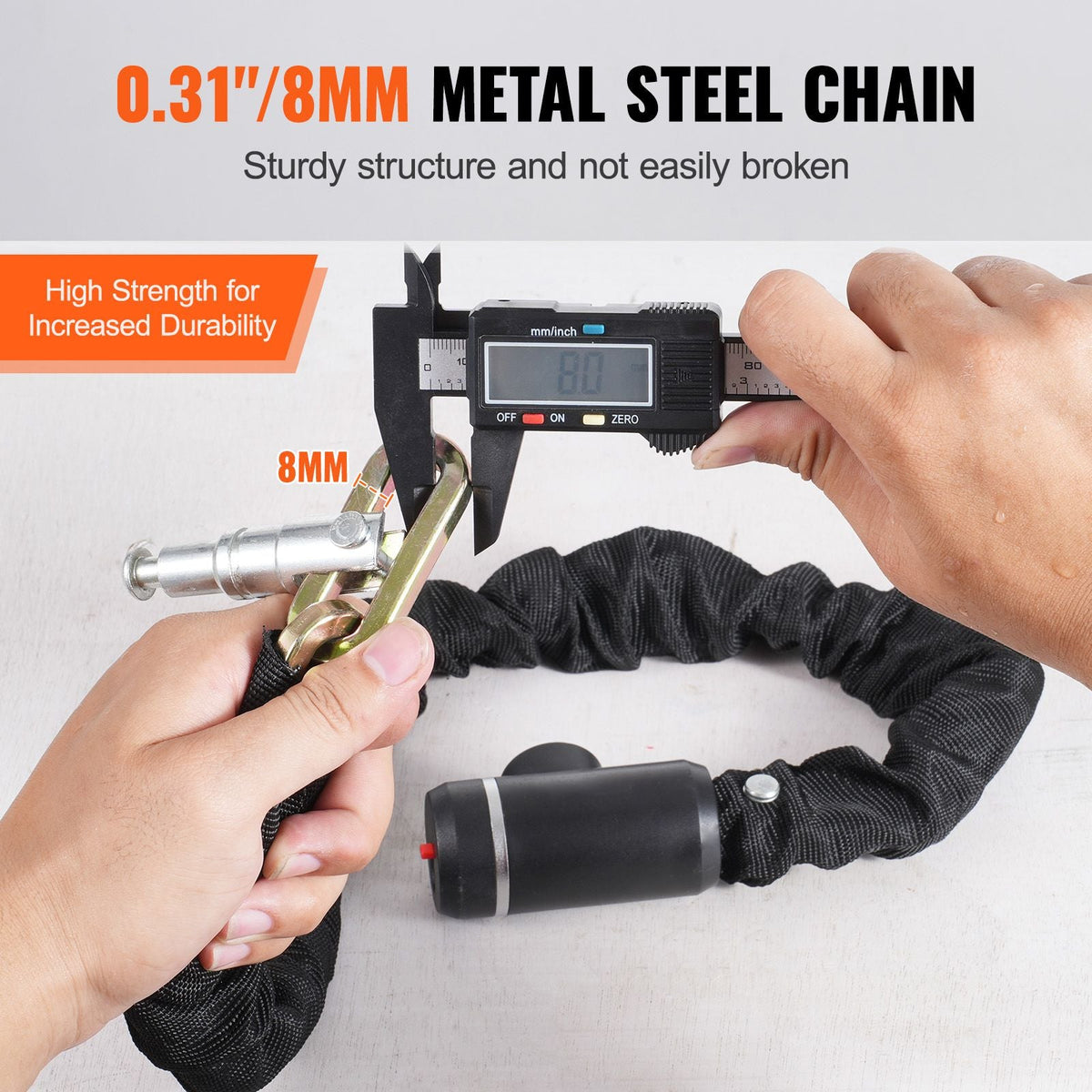 Bike Chain Lock, 2.79 Ft Combination Bicycle Chain Lock with 2 Keys, Heavy Duty Anti-Theft High Security Bike Locks, Perfect for Bike, Motorcycle, Scooter, Bicycle, Door, Fence or Gate, 8mm
