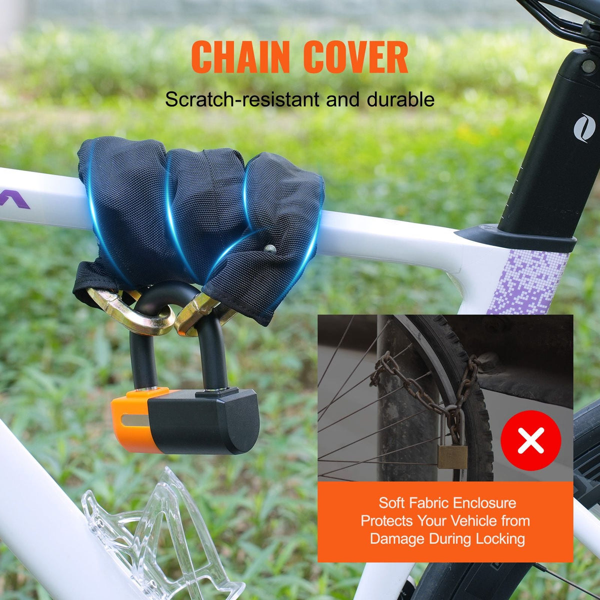 Bike Chain Lock, 3.28 Ft Bicycle Chain Lock with 4 Keys, Heavy Duty Metal Steel Anti-Theft High Security Bike Locks, Perfect for Bike, Motorcycle, Scooter, Bicycle, Door, Fence or Gate, 14mm