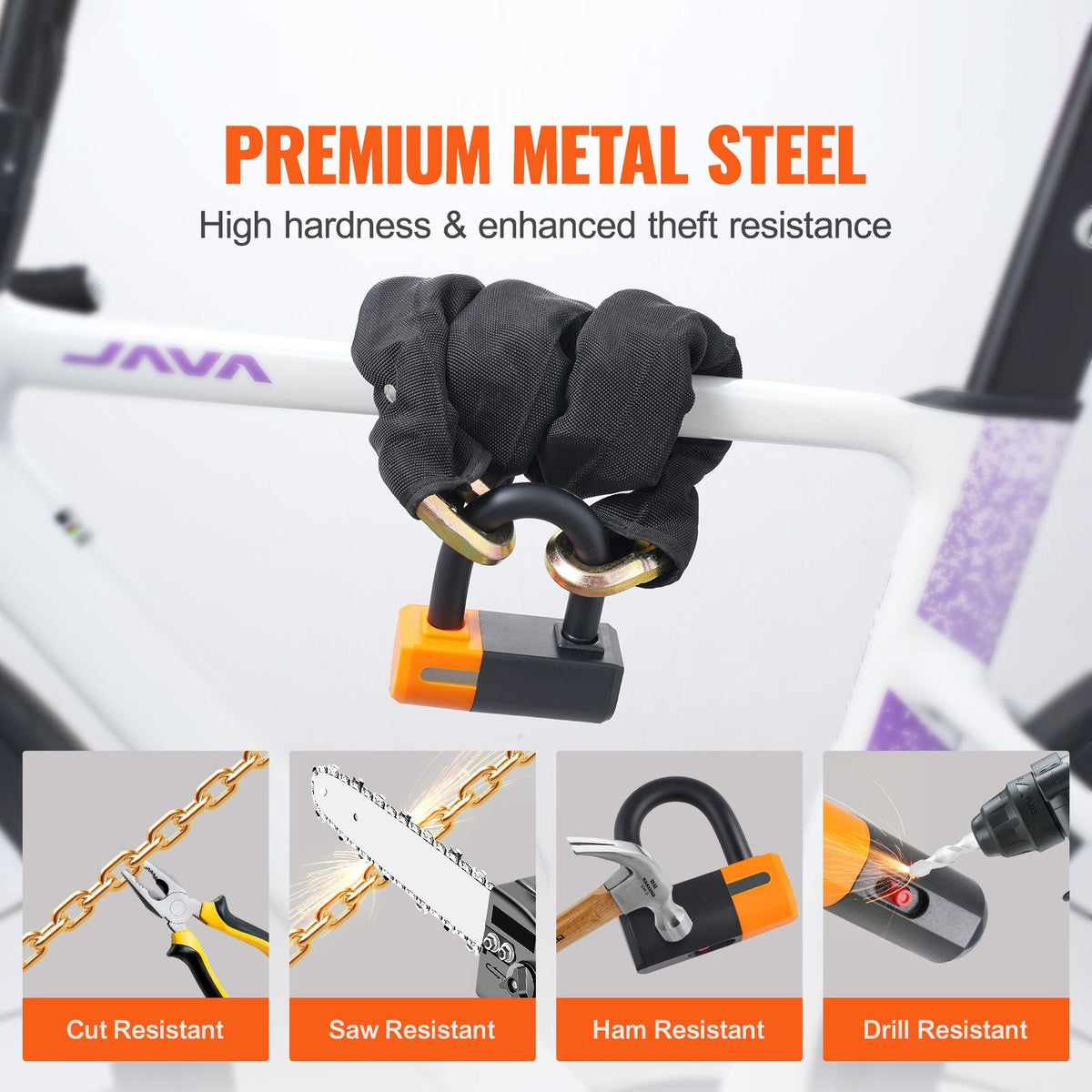 Bike Chain Lock, 3.28 Ft Bicycle Chain Lock with 4 Keys, Heavy Duty Metal Steel Anti-Theft High Security Bike Locks, Perfect for Bike, Motorcycle, Scooter, Bicycle, Door, Fence or Gate, 14mm