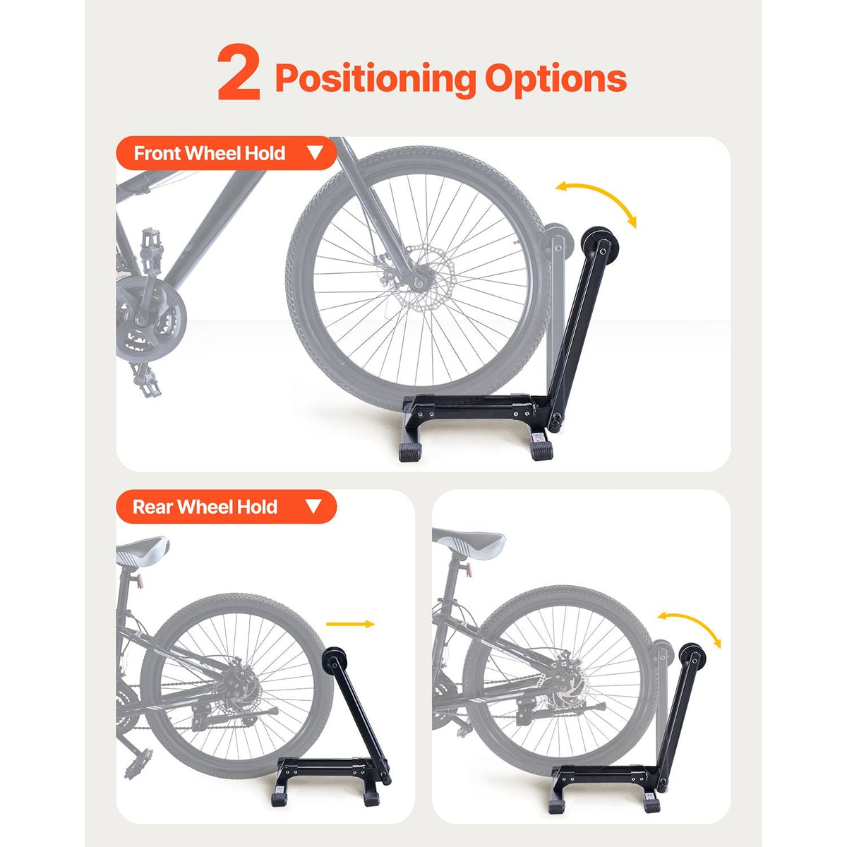 Bike Rack, Fits 20 to 29 Inch Mountain & Road Bikes, Alloy Steel Rust-Resistant Bike Floor Stand Rack, Foldable Bicycle Stand for Entryway, Garage, Home Bikes Parking & Storage, 1 Pack, Black