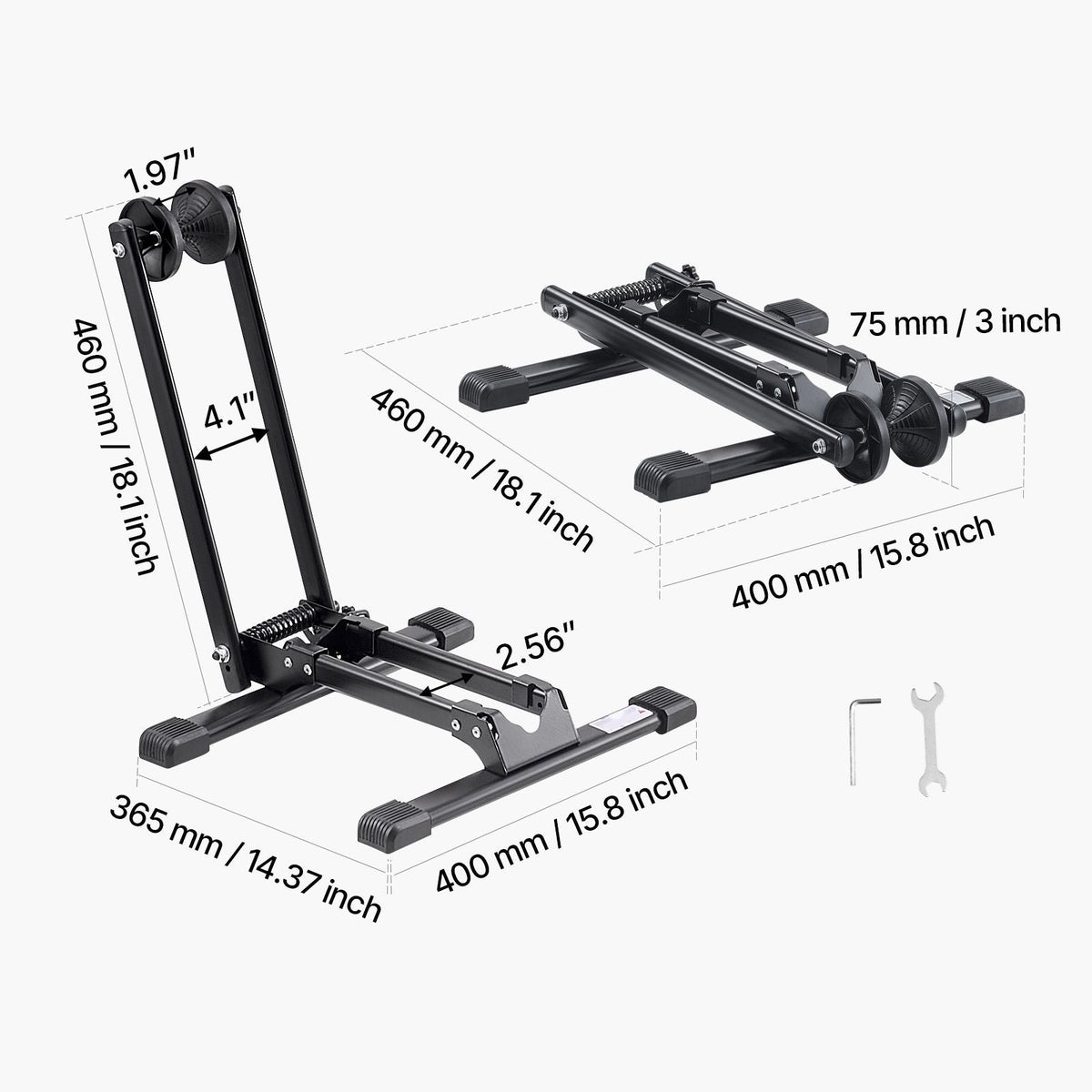 Bike Rack, Fits 20 to 29 Inch Mountain & Road Bikes, Alloy Steel Rust-Resistant Bike Floor Stand Rack, Foldable Bicycle Stand for Entryway, Garage, Home Bikes Parking & Storage, 1 Pack, Black