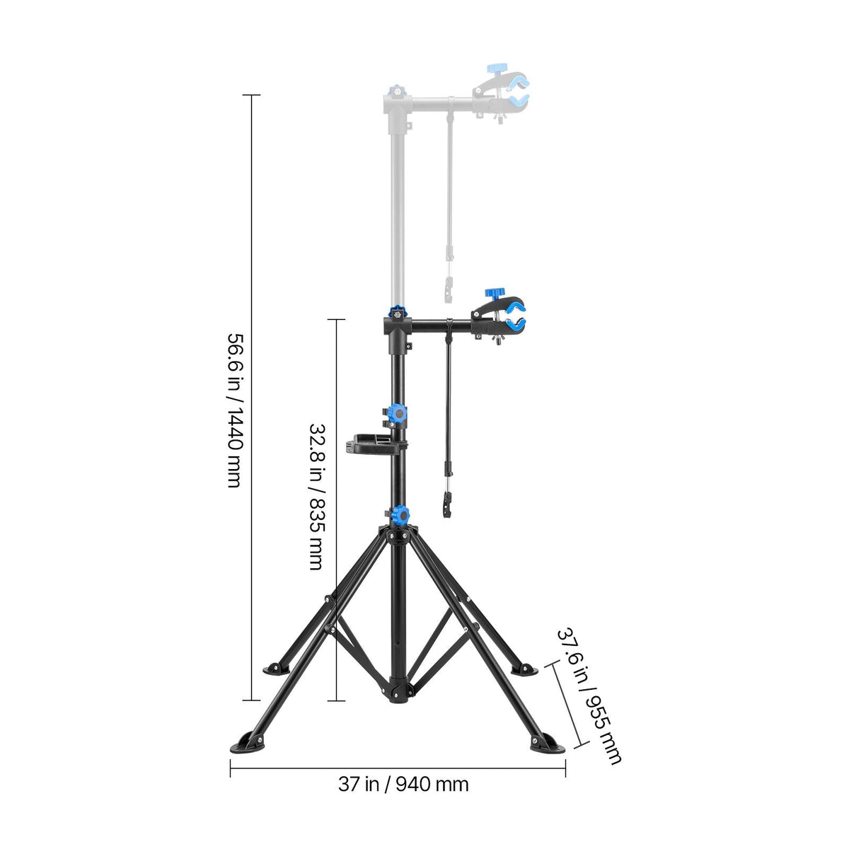 Bike Repair Stand, 66 lb Heavy-duty Bicycle Work Stand with 32.8-56.6 in Adjustable Height & Magnetic Tool Tray, Foldable Bicycle Maintenance Rack, Shop Home Mechanics for Mountain & Road Bike