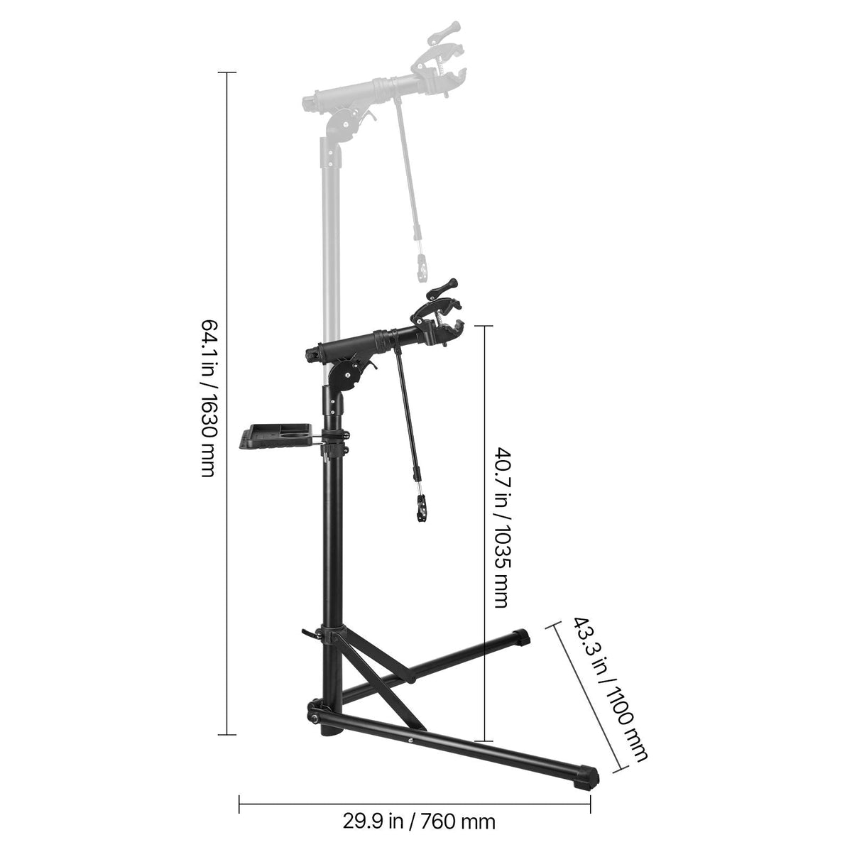 Bike Repair Stand, 85 lb Heavy-duty Bicycle Work Stand with 40.7-64.1 in Adjustable Height & Magnetic Tool Tray, Foldable Bicycle Maintenance Rack, Shop Home Mechanics for Mountain & Road Bike