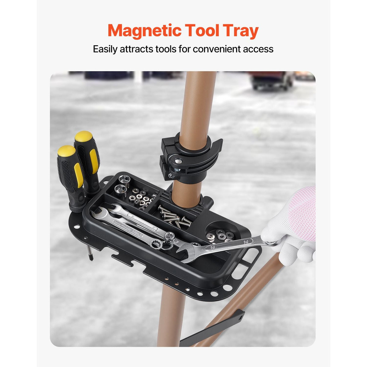 Bike Repair Stand, 88 lb Heavy-duty Bicycle Work Stand with 41.3-59.8 in Adjustable Height & Magnetic Tool Tray, Foldable Bicycle Maintenance Rack, Shop Home Mechanics for Mountain & Road Bike