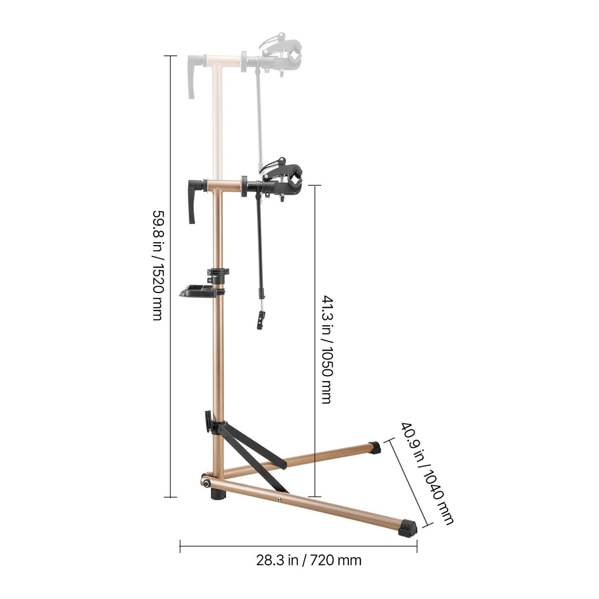 Bike Repair Stand, 88 lb Heavy-duty Bicycle Work Stand with 41.3-59.8 in Adjustable Height & Magnetic Tool Tray, Foldable Bicycle Maintenance Rack, Shop Home Mechanics for Mountain & Road Bike