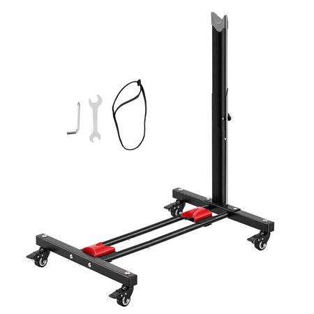 Bike Stand, Freestanding Vertical & Horizontal Bike Storage Rack, with Lockable Casters, Height Adjustable Carbon Steel Upright Garage Bicycle Floor Stand, for 20-29 in Wheel Diameters, Black
