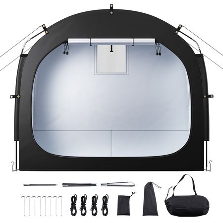 Bike Storage Tent, 1 to 2 Bikes, Outdoor Spacious Bike Storage Tent with Ventilated Window, Waterproof Easy-to-Install Bike Tent with High Strength Fiberglass & Dual Zippers, Fit for Bicycle