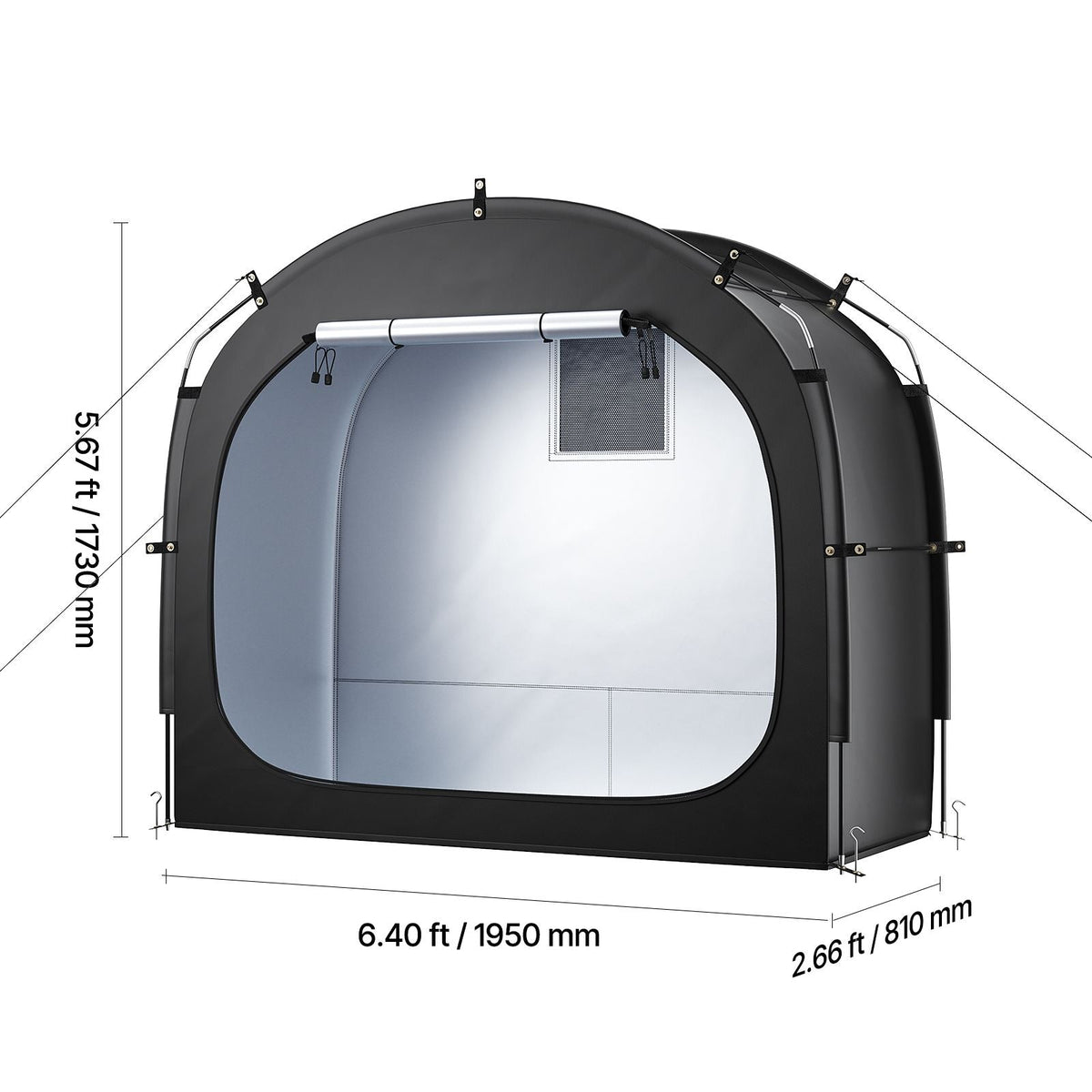 Bike Storage Tent, 1 to 2 Bikes, Outdoor Spacious Bike Storage Tent with Ventilated Window, Waterproof Easy-to-Install Bike Tent with High Strength Fiberglass & Dual Zippers, Fit for Bicycle
