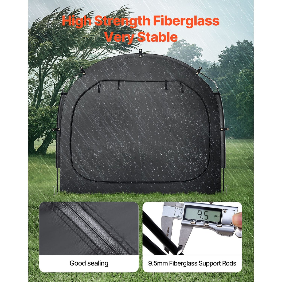 Bike Storage Tent, 4 to 5 Bikes, Outdoor Spacious Bike Storage Tent with Ventilated Window, Waterproof Easy-to-Install Bike Tent with High Strength Fiberglass & Dual Zippers, Fit for Bicycle
