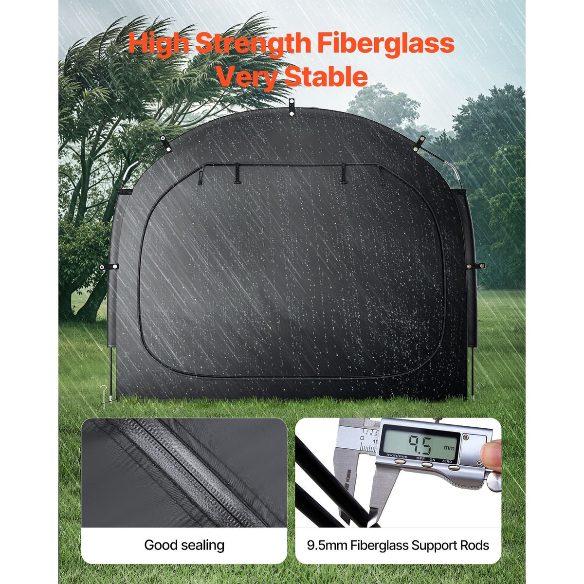 Bike Storage Tent, 5 Bikes, Outdoor Spacious Bike Storage Tent with Ventilated Window, Waterproof Easy-to-Install Bike Tent with High Strength Fiberglass & Dual Zippers, Fit for Bicycle