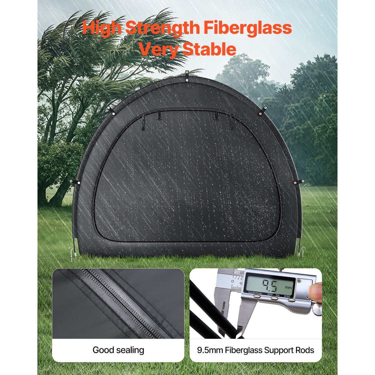 Bike Storage Tent, 5+ Bikes, Outdoor Spacious Bike Storage Tent with Ventilated Window, Waterproof Fan-Shaped Bike Tent with High Strength Fiberglass & Dual Zippers, Fit for Bicycle