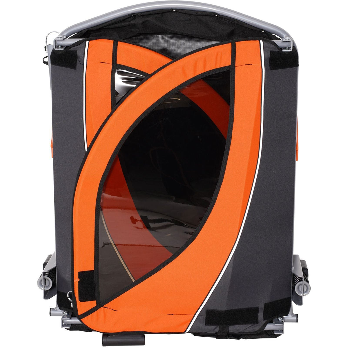 Bike Trailer for Toddlers, Kids, Double Seat, 100 lbs Load, 2-In-1 Canopy Carrier Converts to Stroller, Tow Behind Foldable Child Bicycle Trailer with Universal Bicycle Coupler, Orange and Gray