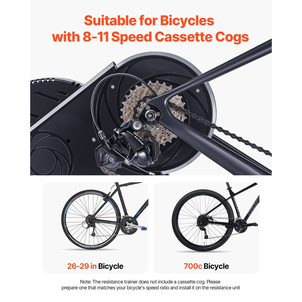 Bike Trainer, 1-13 Level, 26-29 in & 700C Wheels, Smart Bicycle Stationary Stand for Indoor Exercise Riding with Front Wheel Riser Block, Fits Road and Mountain Bikes, Compatible with Zwift App
