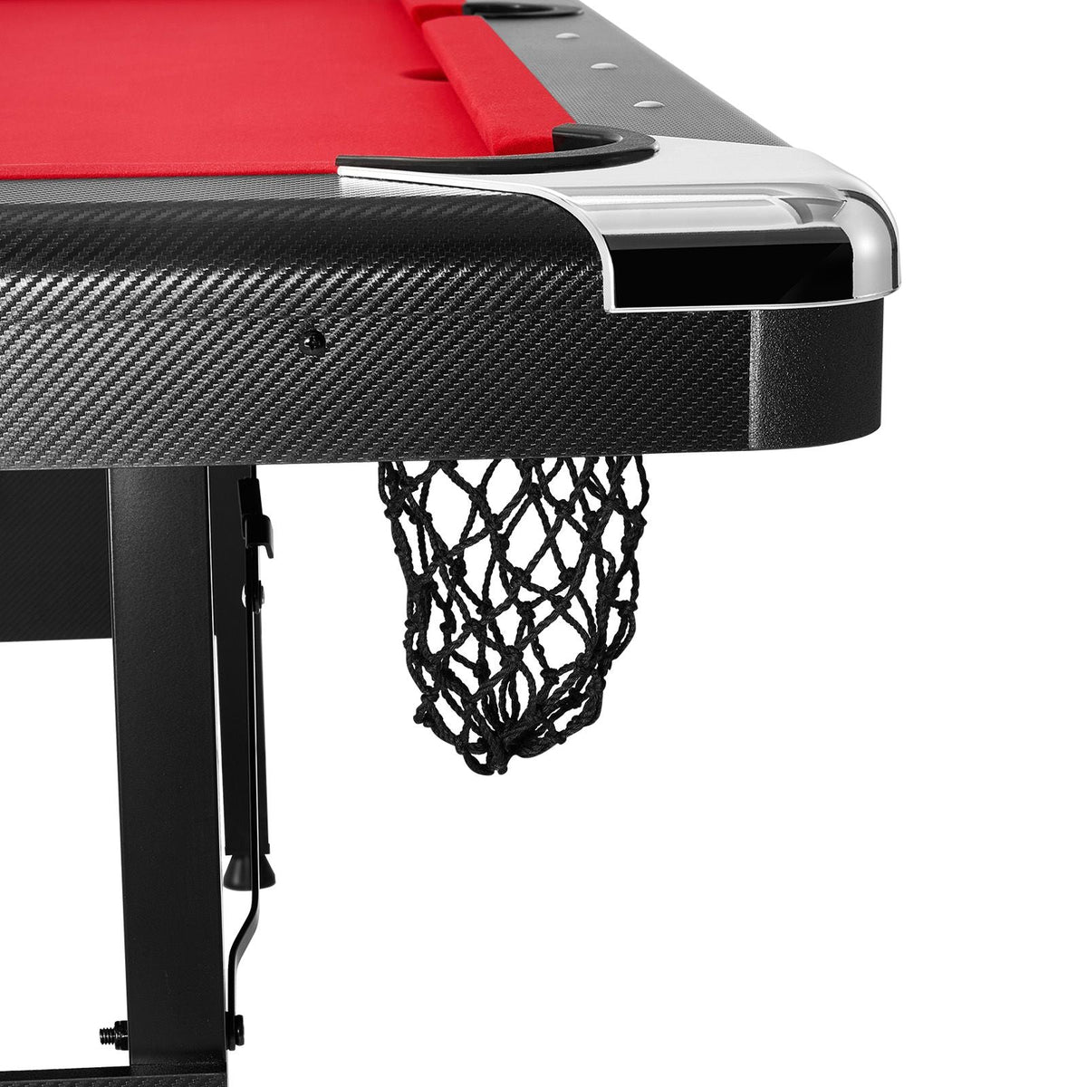 Billiards Table, 6.3 ft Pool Table, Portable Foldable Space-Saving Table, Billiard Table Set Includes Balls, Cues, Chalks and Brush, Black with Red Cloth, Perfect for Family Game Room Kid Adult