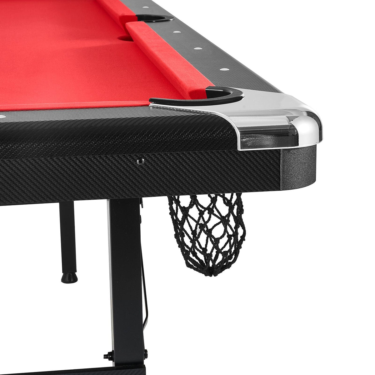 Billiards Table, 7 ft Pool Table, Portable Foldable Space-Saving Table, Billiard Table Set Includes Balls, Cues, Chalks and Brush, Black with Red Cloth, Perfect for Family Game Room Kids Adults