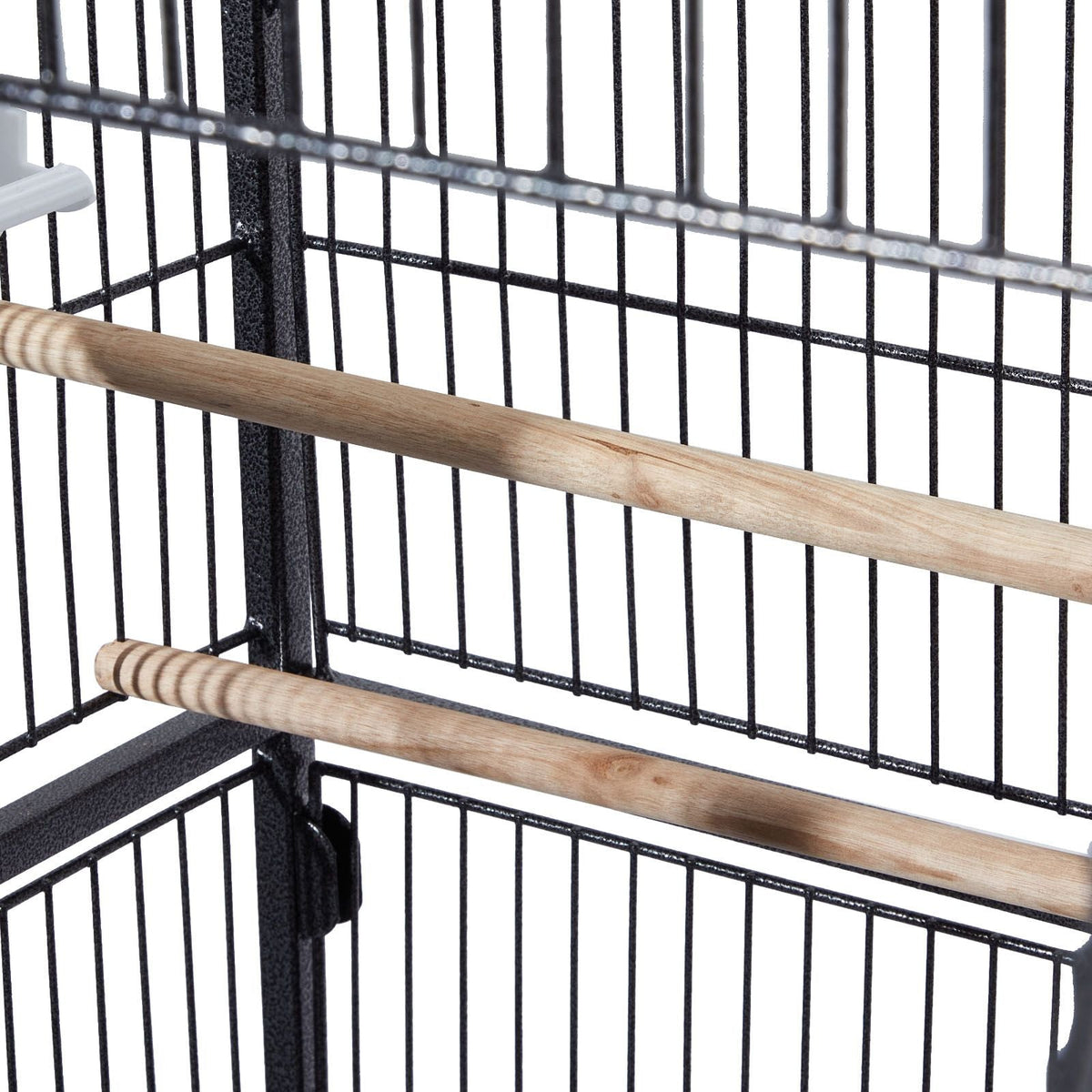 Bird Cage, 31.5 x 20.5 x 52 inch, Flat Top, Wrought Iron Bird Flight Cage with Perches, Slide-Out Tray and Plastic Feeders, Casters, for Parrot, Blue Tit, Cockatiel, Canary, and Monk Parakeet