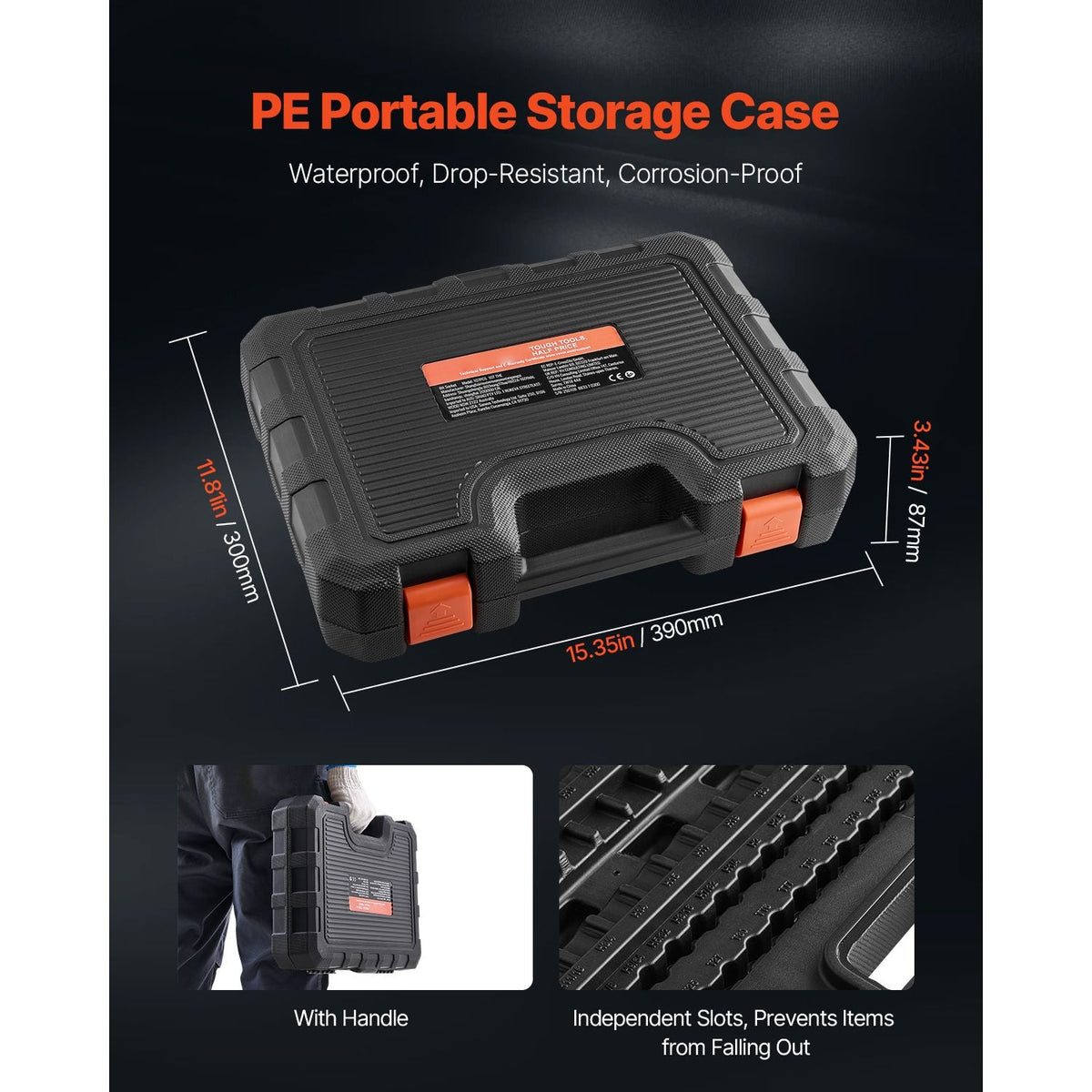 Bit Socket Set, 107-Piece SAE and Metric, Hex/Torx/External Torx/Tamper-Proof/Extra Long, S2 Alloy Steel and Cr-V Steel, 1/4 in, 3/8 in, and 1/2 in Drives, with Enhanced Storage Case, Hand Use