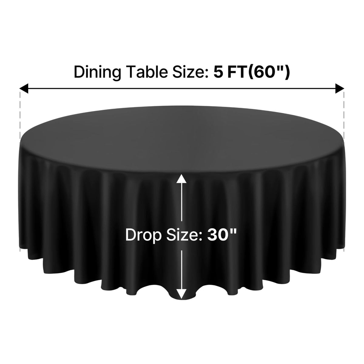 Black Round Tablecloths 10 Pack, 120 Inches in Diameter, Stain- & Wrinkle- Resistant, Machine Washable Table Clothes, Polyester Fabric Table Covers for Wedding, Party, Banquet, Formal Events